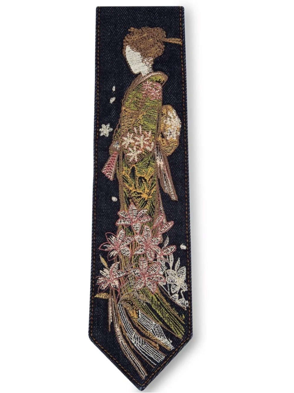 Der Schutze “Yakuza” Indigo Embroidered Denim Tie – NWT